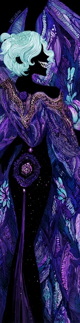 Free vampire bookmark featuring a fierce purple vampire